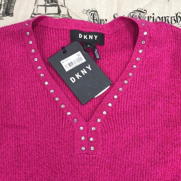 DKNY Metallic-Threaded Embellished Sweater - Picture 4 of 6